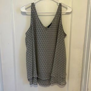 Lane Bryant Flowy Black and White Layered Tank Top, Size 16